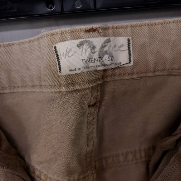 Free People The Dakota Straight Jeans Womens Size 26 Distressed High Rise Beige - Picture 12 of 14